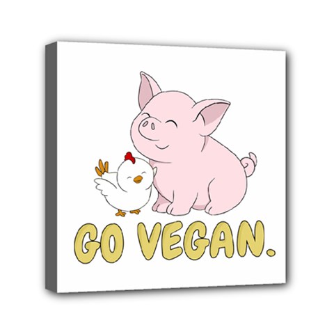 Go Vegan - Cute Pig And Chicken Canvas Travel Bag by Valentinaart