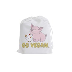 Go Vegan - Cute Pig And Chicken Drawstring Pouches (medium)  by Valentinaart