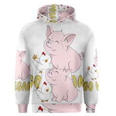 Go Vegan - Cute Pig And Chicken Men s Pullover Hoodie by Valentinaart