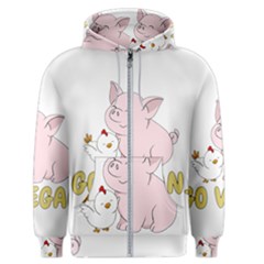 Go Vegan - Cute Pig And Chicken Men s Zipper Hoodie by Valentinaart