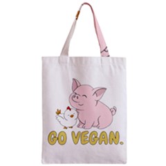 Go Vegan - Cute Pig And Chicken Zipper Classic Tote Bag by Valentinaart