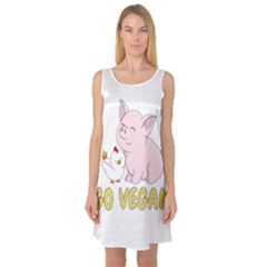 Go Vegan - Cute Pig And Chicken Sleeveless Satin Nightdress by Valentinaart