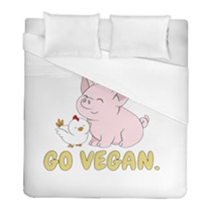 Go Vegan - Cute Pig And Chicken Duvet Cover (full/ Double Size) by Valentinaart