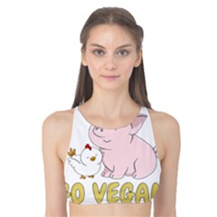 Go Vegan - Cute Pig And Chicken Tank Bikini Top by Valentinaart