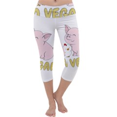 Go Vegan - Cute Pig And Chicken Capri Yoga Leggings by Valentinaart