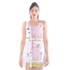 Go Vegan - Cute Pig And Chicken Scoop Neck Skater Dress by Valentinaart