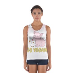 Go Vegan - Cute Pig And Chicken Sport Tank Top  by Valentinaart