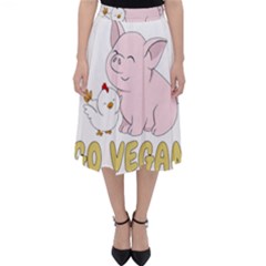 Go Vegan - Cute Pig And Chicken Folding Skater Skirt by Valentinaart