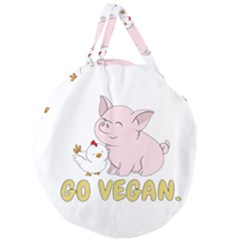 Go Vegan - Cute Pig And Chicken Giant Round Zipper Tote by Valentinaart