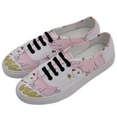 Go Vegan - Cute Pig And Chicken Men s Classic Low Top Sneakers by Valentinaart