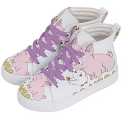 Go Vegan - Cute Pig And Chicken Kid s Hi-top Skate Sneakers by Valentinaart