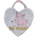 Go Vegan - Cute Pig and Chicken Giant Heart Shaped Tote View2