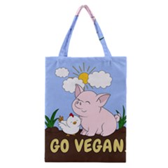 Go Vegan - Cute Pig And Chicken Classic Tote Bag by Valentinaart