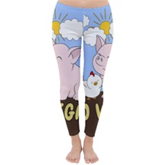 Go Vegan - Cute Pig And Chicken Classic Winter Leggings by Valentinaart