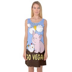 Go Vegan - Cute Pig And Chicken Sleeveless Satin Nightdress by Valentinaart