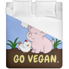 Go Vegan - Cute Pig And Chicken Duvet Cover (california King Size) by Valentinaart