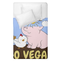 Go Vegan - Cute Pig And Chicken Duvet Cover Double Side (single Size) by Valentinaart