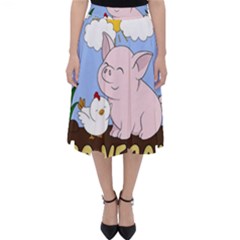 Go Vegan - Cute Pig And Chicken Folding Skater Skirt by Valentinaart