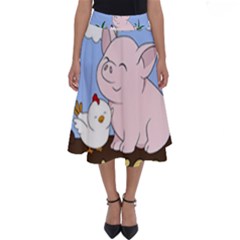 Go Vegan - Cute Pig And Chicken Perfect Length Midi Skirt by Valentinaart