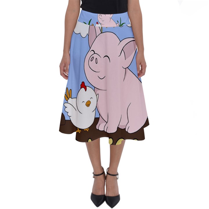 Go Vegan - Cute Pig and Chicken Perfect Length Midi Skirt