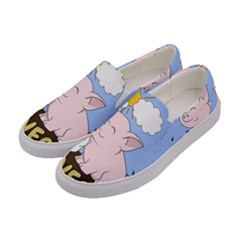 Go Vegan - Cute Pig And Chicken Women s Canvas Slip Ons