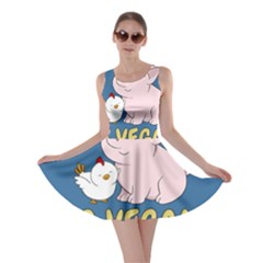 Go Vegan - Cute Pig And Chicken Skater Dress by Valentinaart