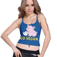 Go Vegan - Cute Pig And Chicken Spaghetti Strap Bra Top by Valentinaart