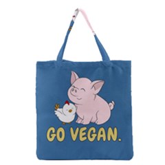 Go Vegan - Cute Pig And Chicken Grocery Tote Bag by Valentinaart