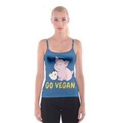 Go Vegan - Cute Pig And Chicken Spaghetti Strap Top by Valentinaart