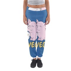 Go Vegan - Cute Pig And Chicken Women s Jogger Sweatpants by Valentinaart