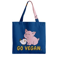 Go Vegan - Cute Pig And Chicken Zipper Grocery Tote Bag by Valentinaart