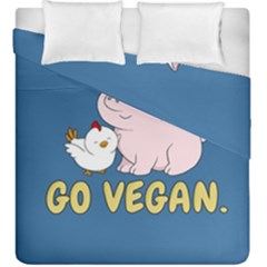 Go Vegan - Cute Pig And Chicken Duvet Cover Double Side (king Size) by Valentinaart