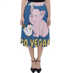 Go Vegan - Cute Pig And Chicken Folding Skater Skirt by Valentinaart