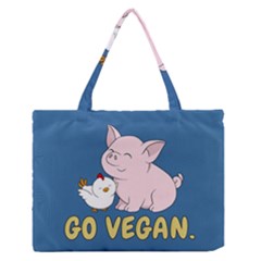 Go Vegan - Cute Pig And Chicken Zipper Medium Tote Bag by Valentinaart