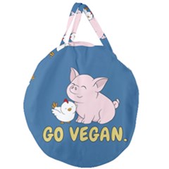 Go Vegan - Cute Pig And Chicken Giant Round Zipper Tote by Valentinaart