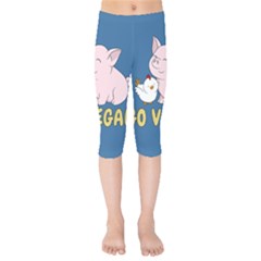 Go Vegan - Cute Pig And Chicken Kids  Capri Leggings  by Valentinaart