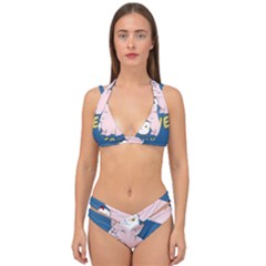 Go Vegan - Cute Pig And Chicken Double Strap Halter Bikini Set