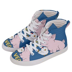 Go Vegan - Cute Pig And Chicken Men s Hi-top Skate Sneakers by Valentinaart