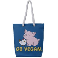 Go Vegan - Cute Pig And Chicken Full Print Rope Handle Tote (small) by Valentinaart