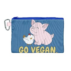 Go Vegan - Cute Pig And Chicken Canvas Cosmetic Bag (large)