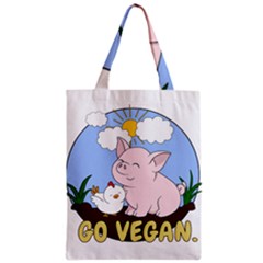 Go Vegan - Cute Pig And Chicken Zipper Classic Tote Bag by Valentinaart