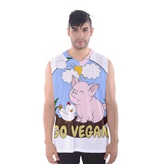 Go Vegan - Cute Pig And Chicken Men s Basketball Tank Top by Valentinaart