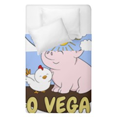 Go Vegan - Cute Pig And Chicken Duvet Cover Double Side (single Size) by Valentinaart