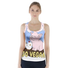 Go Vegan - Cute Pig And Chicken Racer Back Sports Top by Valentinaart