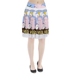 Go Vegan - Cute Pig And Chicken Pleated Skirt by Valentinaart