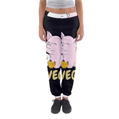 Go Vegan - Cute Pig And Chicken Women s Jogger Sweatpants by Valentinaart