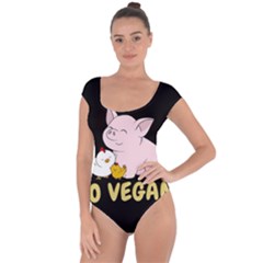 Go Vegan - Cute Pig And Chicken Short Sleeve Leotard  by Valentinaart