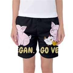 Go Vegan - Cute Pig And Chicken Women s Basketball Shorts by Valentinaart