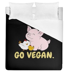 Go Vegan - Cute Pig And Chicken Duvet Cover (queen Size) by Valentinaart