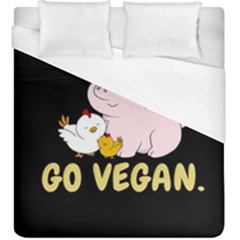 Go Vegan - Cute Pig And Chicken Duvet Cover (king Size) by Valentinaart